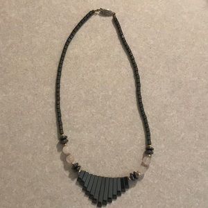 Vintage Grey and Pink Beaded Statement Necklace